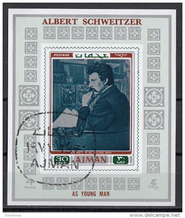 802 Ajman 1971 Albert Schweitzer Premio Nobel Pace Medico - Massoneria