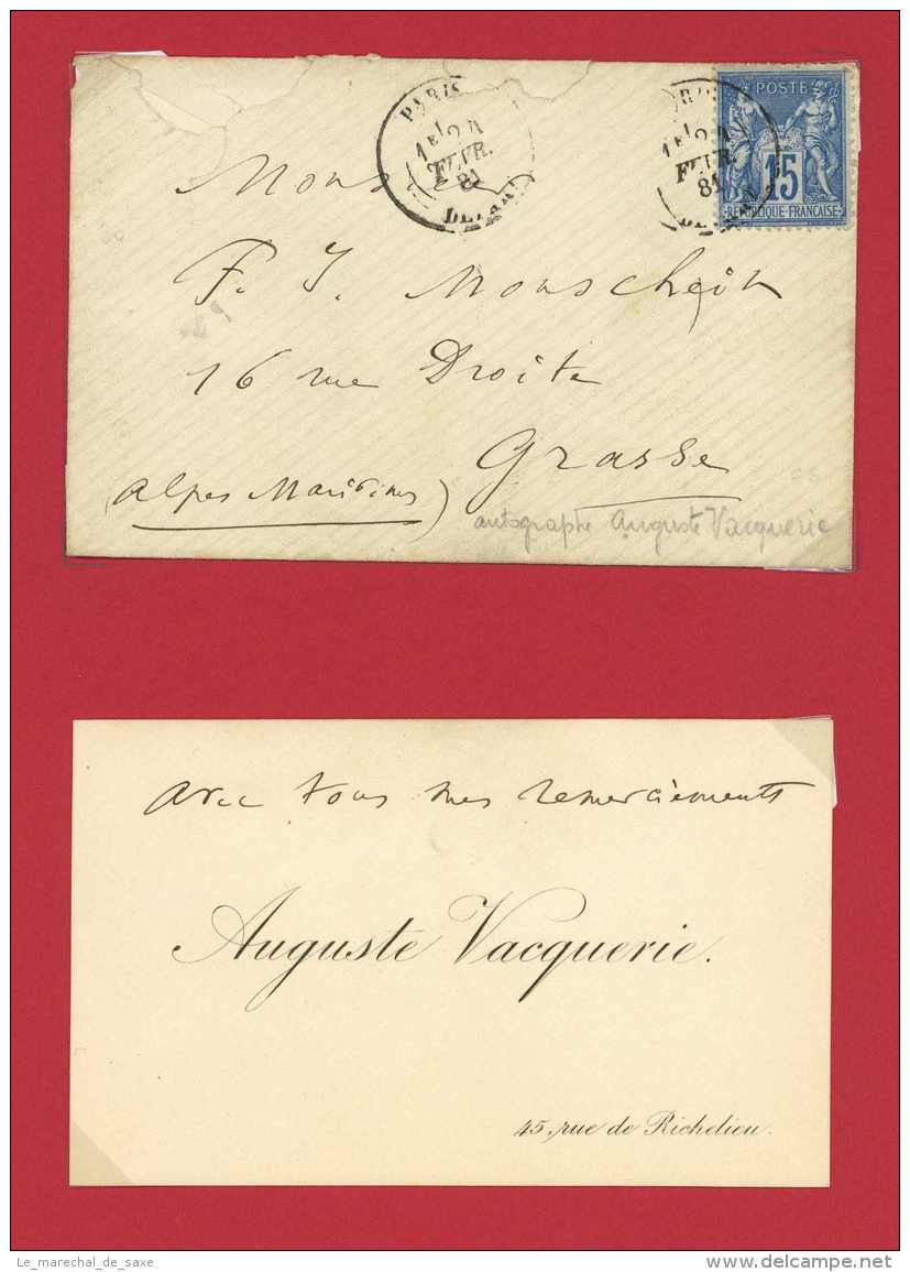 VACQUERIE, Auguste (Villejuif 1819-1895). Poète, Dramaturge, Photographe, Journaliste. Mcercle De Victor Hugo - Autres & Non Classés