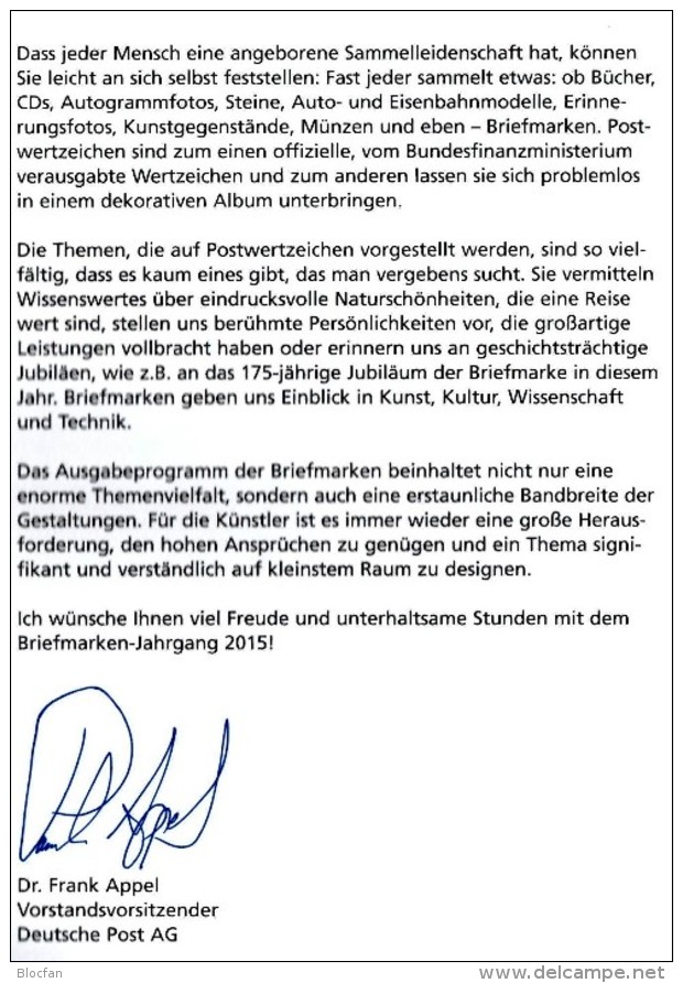 Leeres Jahrbuch 2015 Deutschland Ohne Hologramm ** 30€ Als Album Neu Mit Beschreibung BRD Year-stamp Document Of Germany - Autres & Non Classés