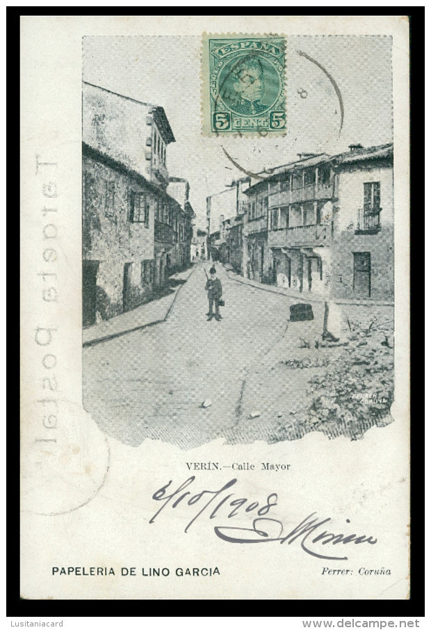 VERIN - Calle Mayor( Ed. Pap. Lino Garcia) Carte Postale - Orense