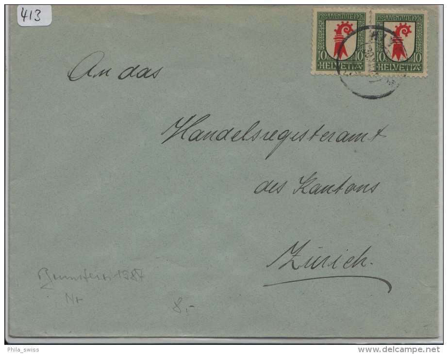 Pro Juventute 1926 2x J38 Baselland - Von Hittnau Nach Zürich - Lettres & Documents
