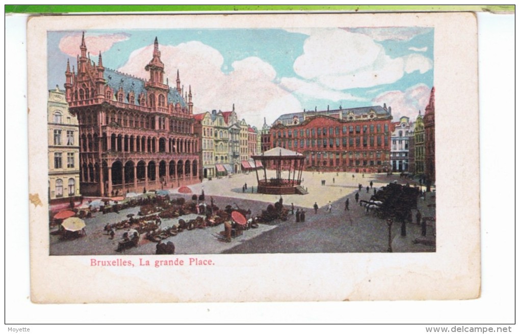 CPA-LOT DE 4 CARTES-BELGIQUE-LA GRANDE PLACE-PLACE BROUCKERE-PALAIS DE LA NATION-BOUL ANSPACH-ANIMEE-BRILLANTS-MARCHE - Lots, Séries, Collections