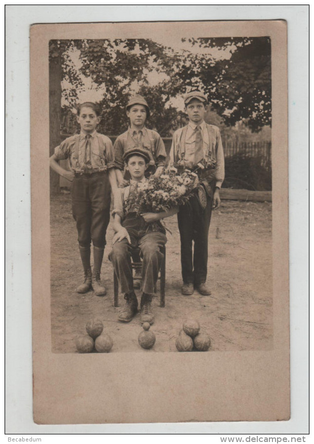 Beptenoud Crémieu Carte Photo Jeunes Joueurs De Boules  Rare - Crémieu