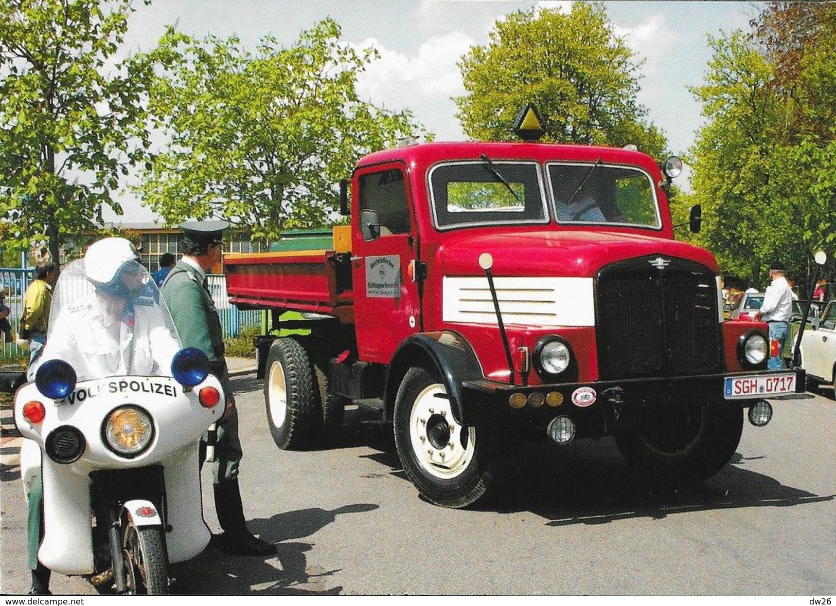 IFA S 4000-1 KSW (Dreiseitenkipper) Und MZ TS 250 Volkspolizeiausführung - Eine B.B. Karte Aus Sachsen - Transporter & LKW