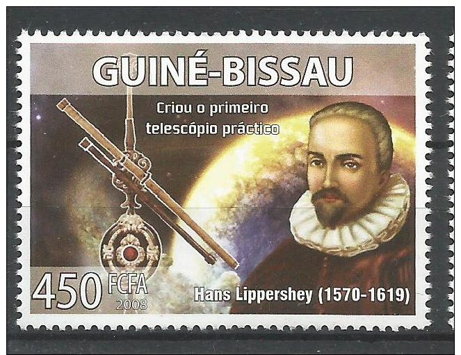 Guinea Bissau Hans Lippershey Telescope Inventor Astronomy 1v Stamp MNH 8502 Michel 3932 - Autres & Non Classés