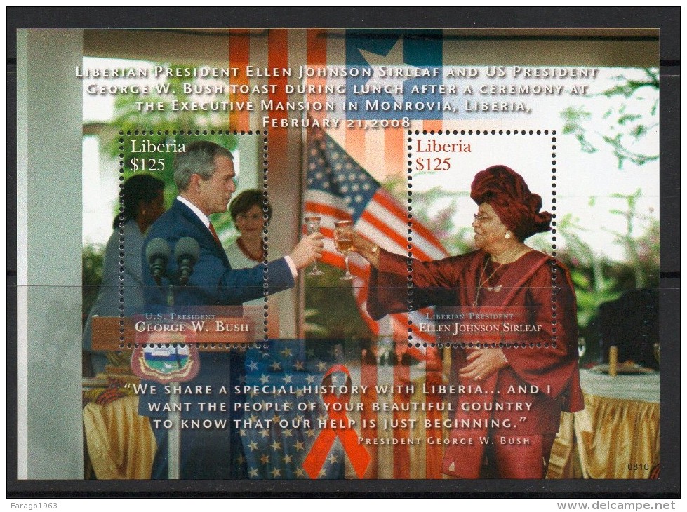 2009 Liberia  US President  Bush Meeting  Miniature Sheet Complete  MNH - Liberia