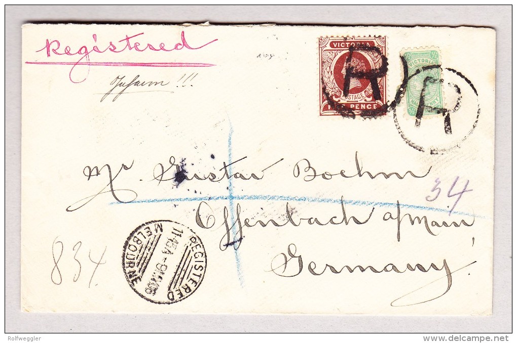 OZ Australien Victoria 9.5.1906 Melbourne  R-Brief Nach Offenbach Deutschland - Lettres & Documents