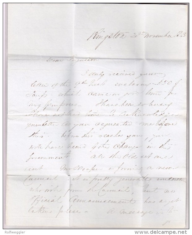 Kanada 20.11.1843 Kingston Vorphila Brief Nach Guelph - ...-1851 Vorphilatelie