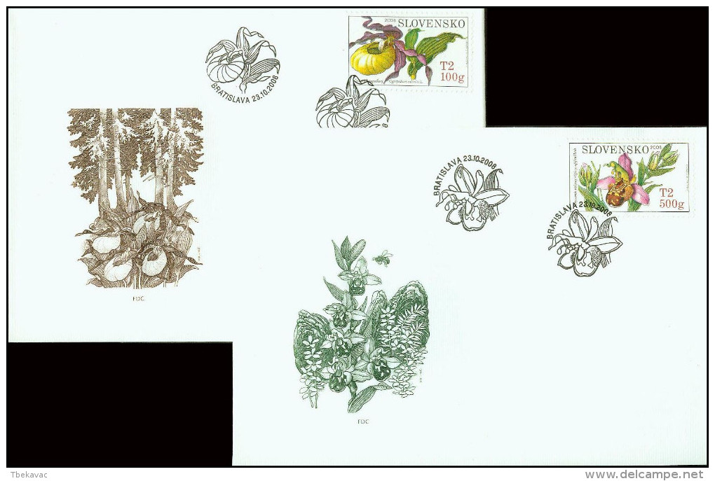 Slovakia 2008, FDC Covers Nature Orchids Flowers Mi.# 590-591, Ref.bbzg - FDC