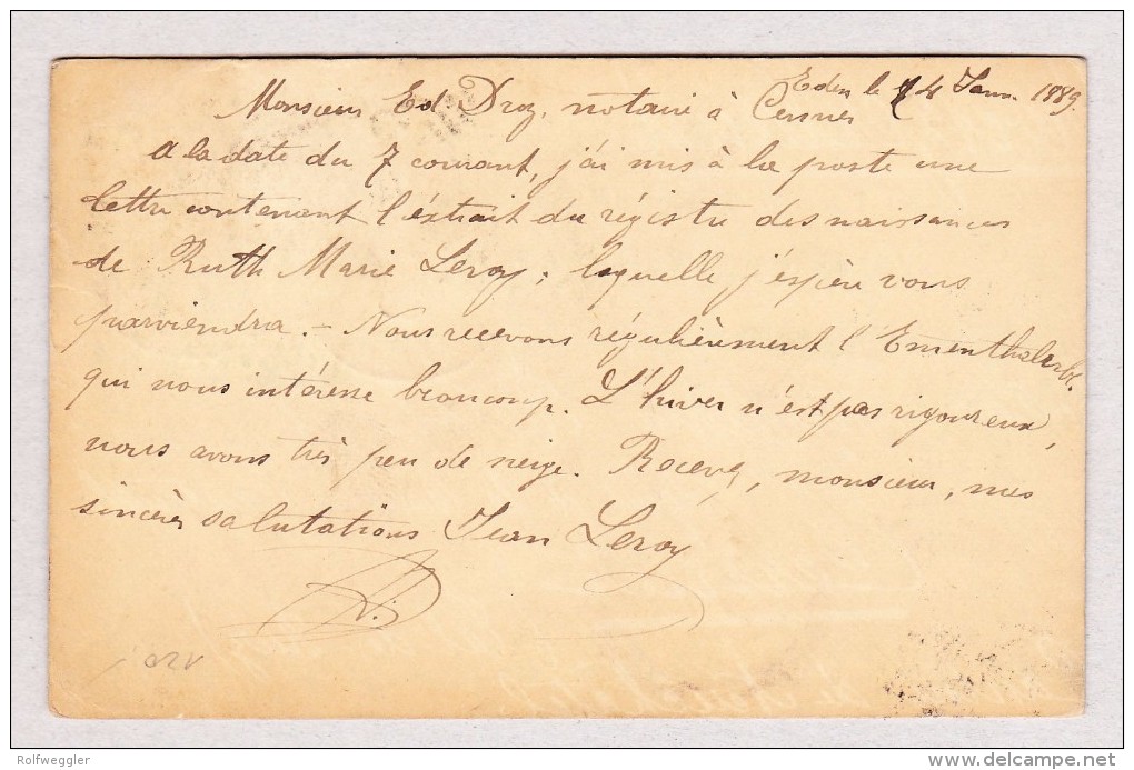 Kanada 14.1.1889 Hamilton Ganzsache Two Cents Nach Cernier Schweiz - Lettres & Documents