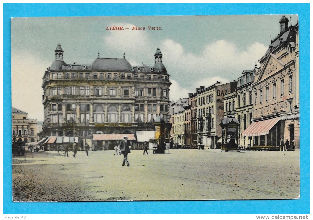 Belgique-Liege-Place Verte-cpa Couleur - Luik