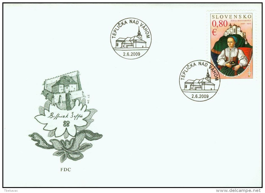 Slovakia 2009, FDC Cover Zsofia Bosnyak Benefactress Mi.# 616, Ref.bbzg - FDC