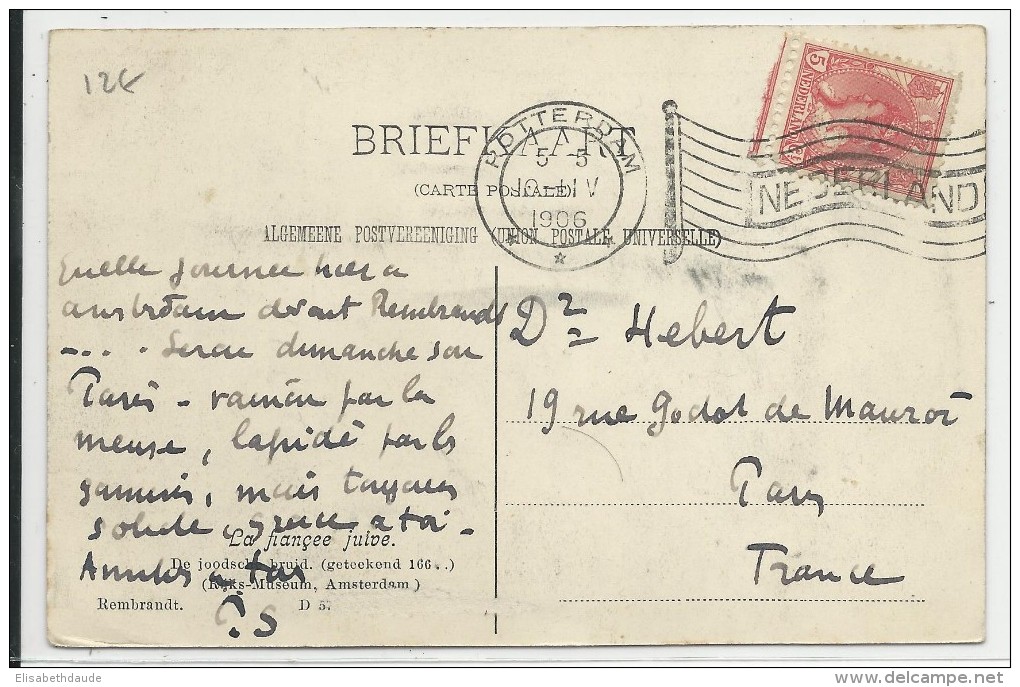 NEDERLAND - 1906 - CARTE De ROTTERDAM Avec MECA DRAPEAU (FLAG) Pour PAU - Storia Postale