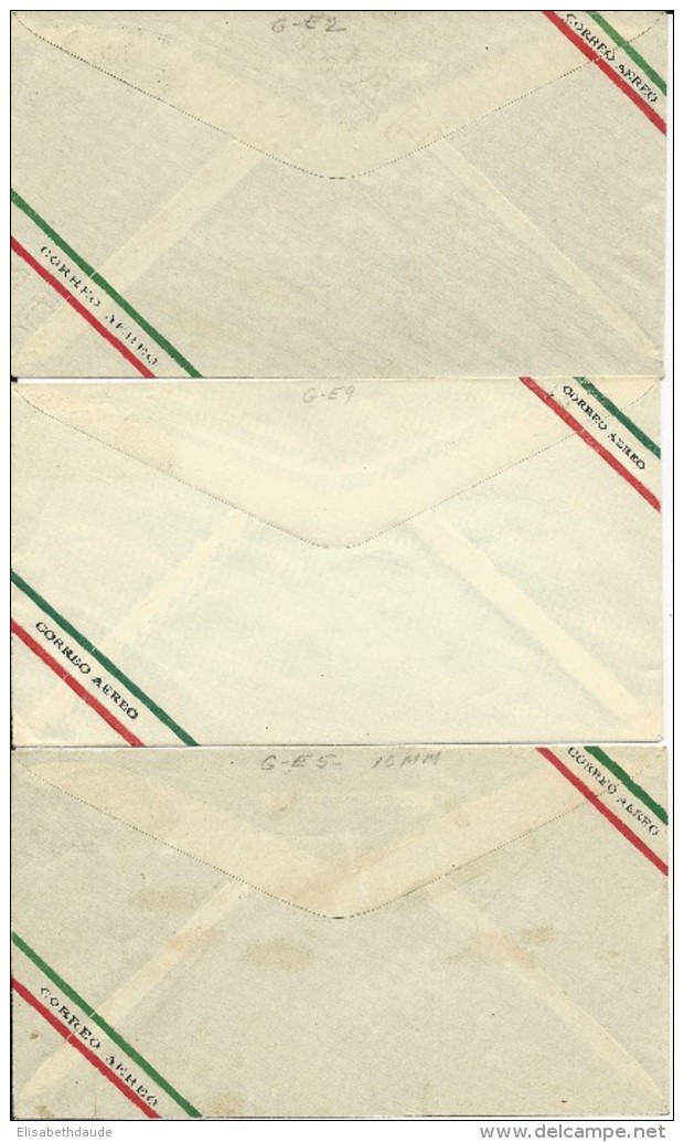 MEXICO - 3 ENVELOPPES ENTIER POSTAL AIRMAIL Dont 1 AVEC FILIGRANE - AIGLE - Mexique