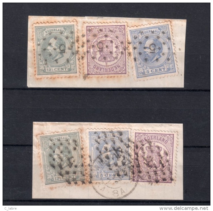 PAYS - BAS : N° 18, 19 , 22 . SUR DEUX FGT . B . 1870/78 . - Used Stamps