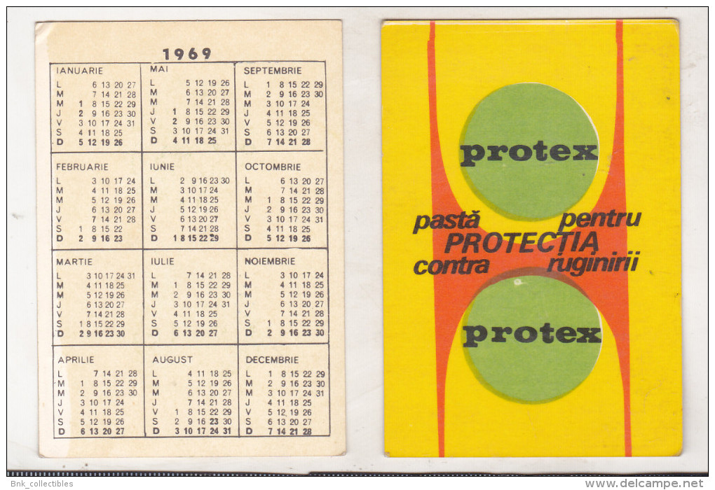 Romanian Small Calendar - 1969 - Protex - Tamaño Pequeño : 1961-70