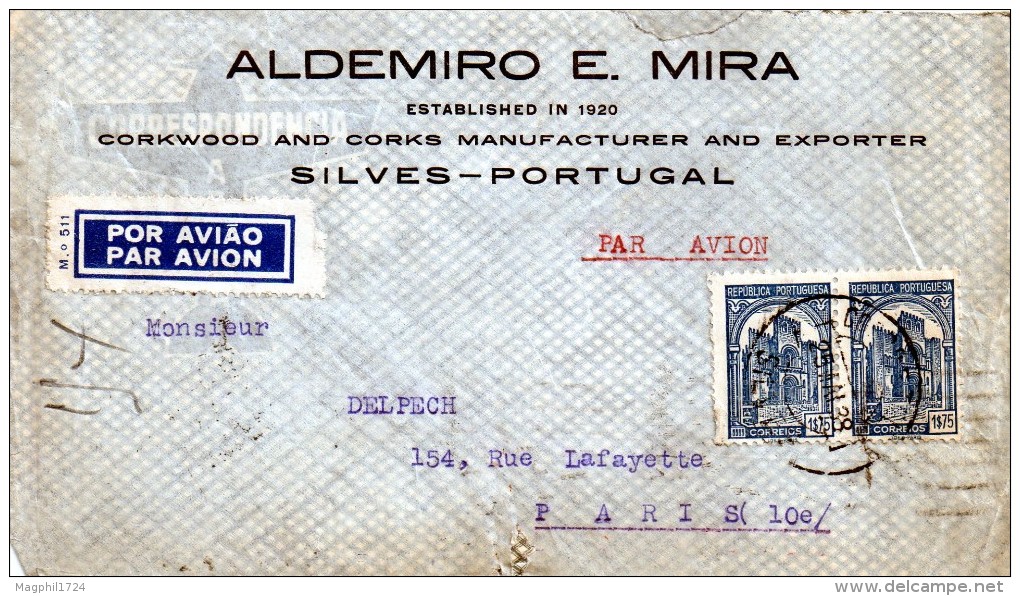 Lettre Du Portugal Pour  La  France  ( 1937 ) - Lettres & Documents