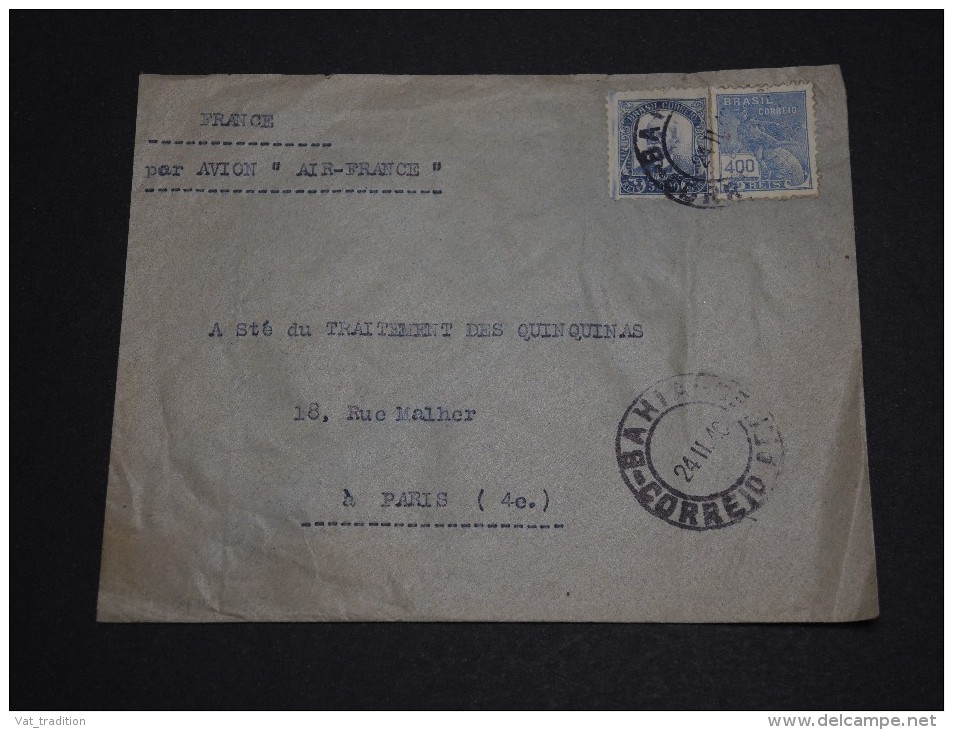 BRESIL - Enveloppe De Bahia Pour La France Par Avion En 1940 - A Voir - L 52 - Briefe U. Dokumente
