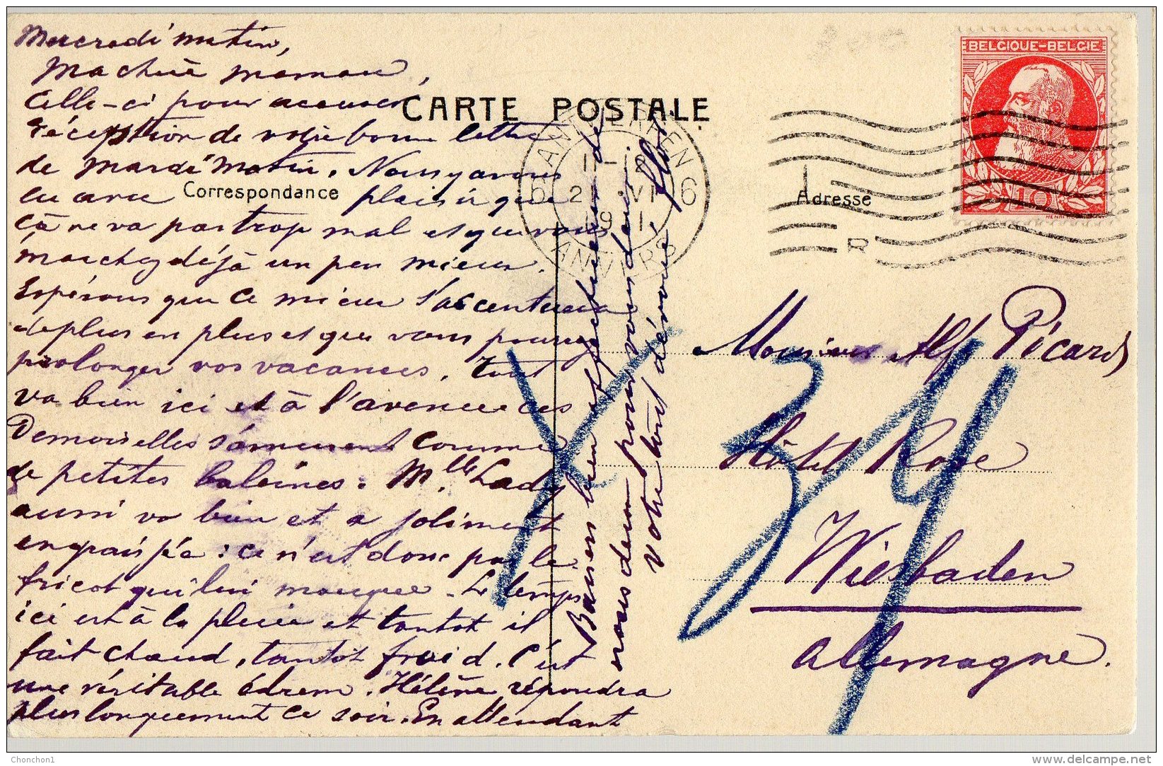 CONGO PAQUEBOT BRUXELLESVILLE ANVERS 1911 - PAQ - Briefe U. Dokumente