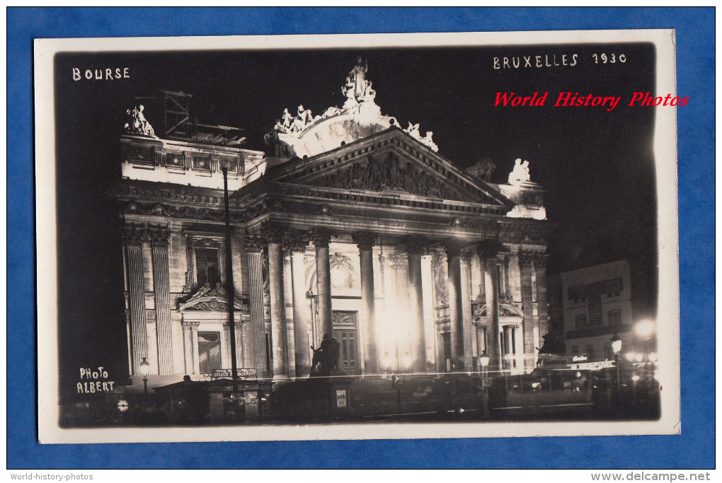 CPA Photo - BRUXELLES - La Bourse La Nuit - 1930 - Photographie Albert - Bruselas La Noche