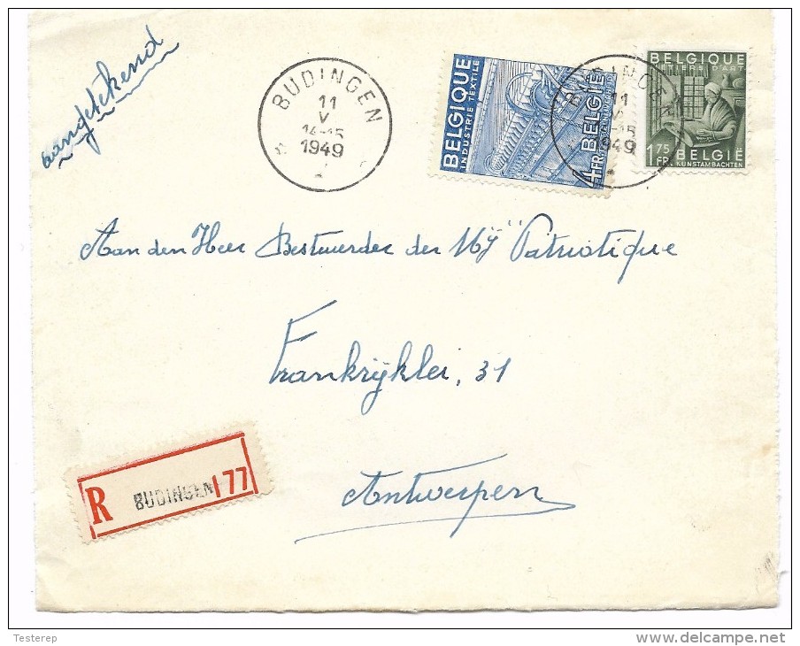 Sterstempel / Cachet étoile * BUDINGEN* 1949  Recom. Voorzijde/devant   Textiel - 1948 Export
