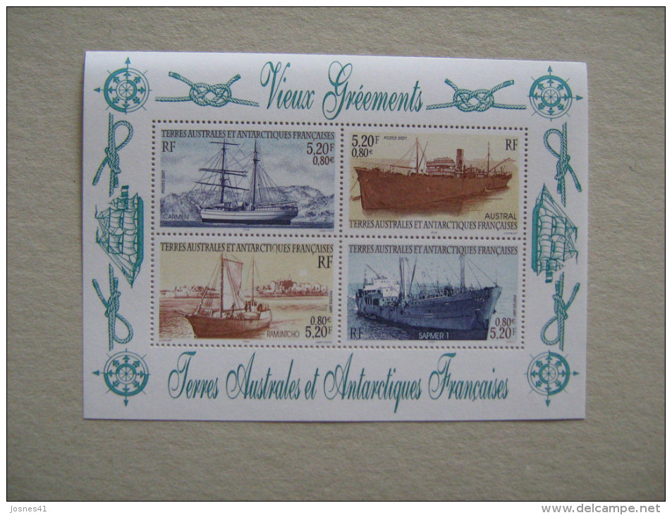 2008  TAAF BF 6 * *   NO YT 302/305  BATEAUX     VIEUX   GREMENTS - Blocs-feuillets