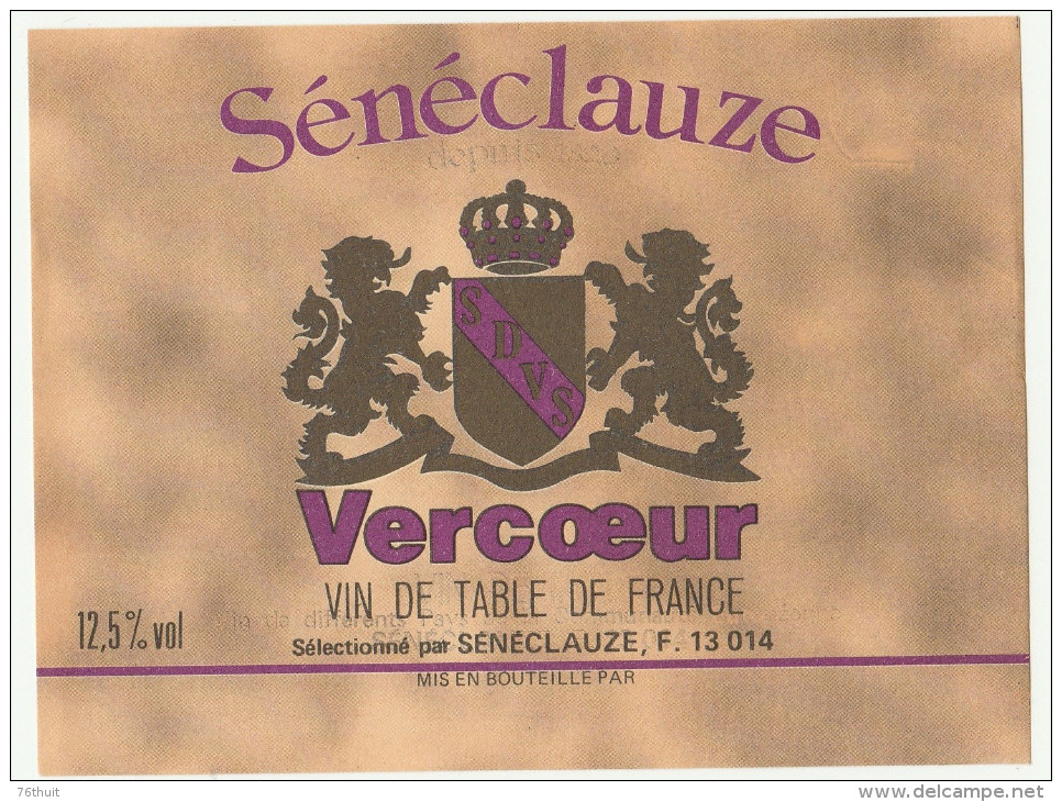 VERCOEUR - Sénéclauze - LOT DE 20 ETIQUETTES Anciennes Et Identiques - Vin De Table - 13014 - Côtes Du Ventoux