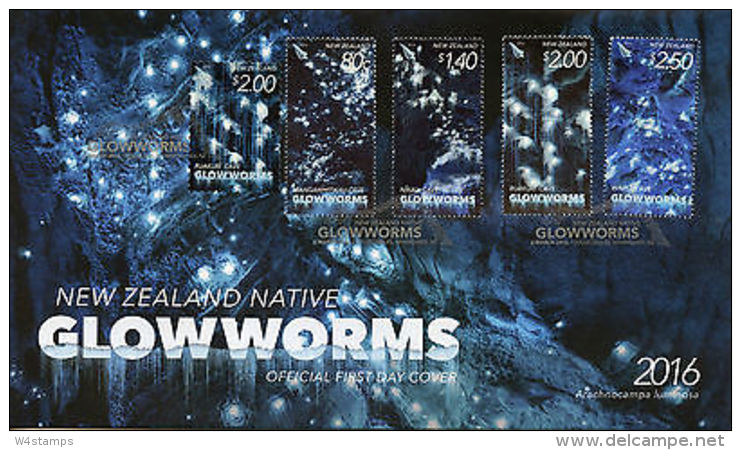 New Zealand 2016 FDC Glowworms 5v Set Cover Insects Ruakuri Nikau Caves Stamps - Autres & Non Classés