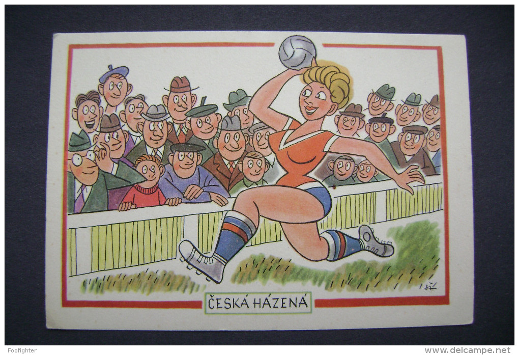 Czechoslovakia: Humor - Czech Handball - Illustrator Otakar Stembera - 1966 Unused - Balonmano