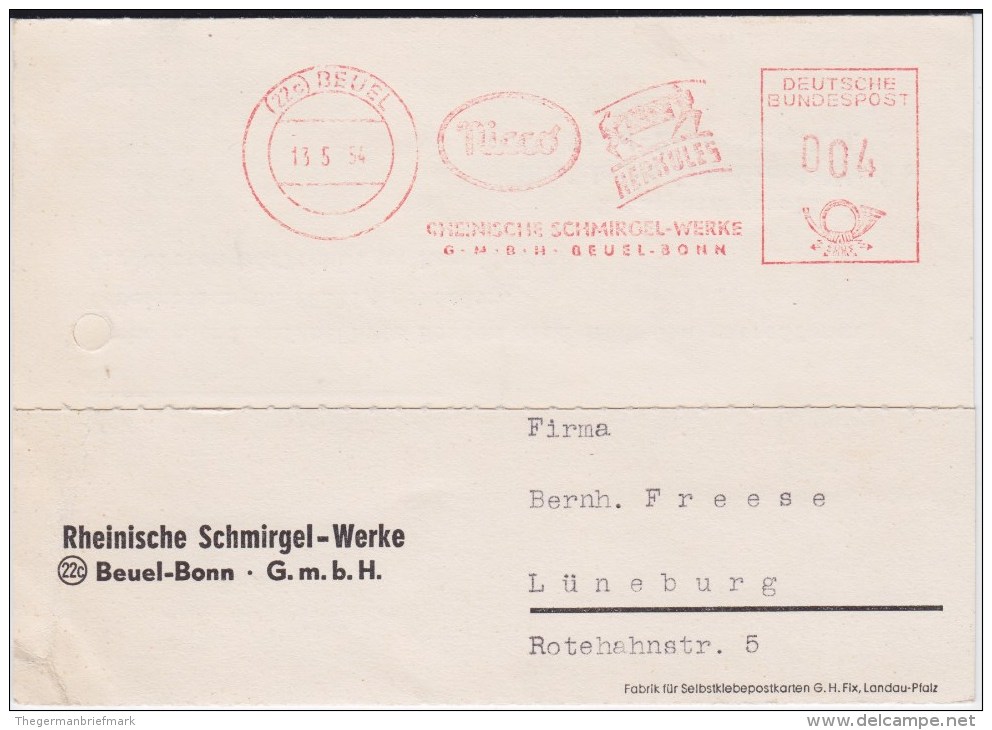 Bund Freistempel Putzmittel Kte Bonn Beuel 1954 - Maschinenstempel (EMA)