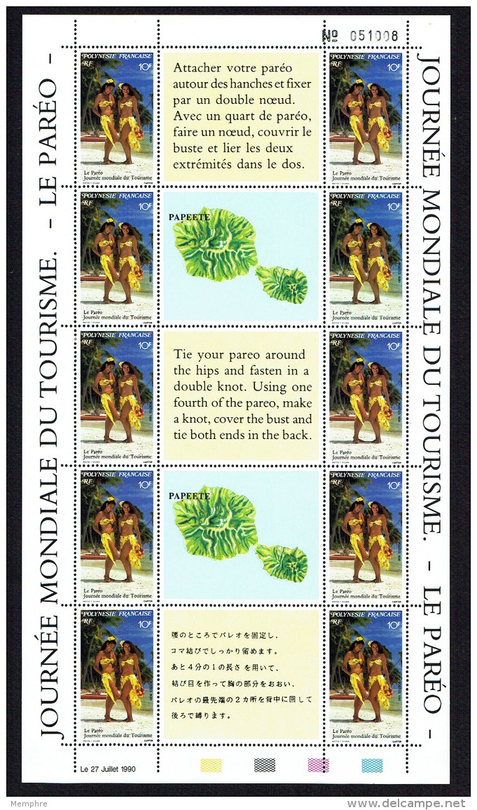 1990   Paréo  - Journée Mondiale Du Tourisme - 3 Valeurs  Feuilles De 10- Yv 3634-6  **  MNH - Unused Stamps