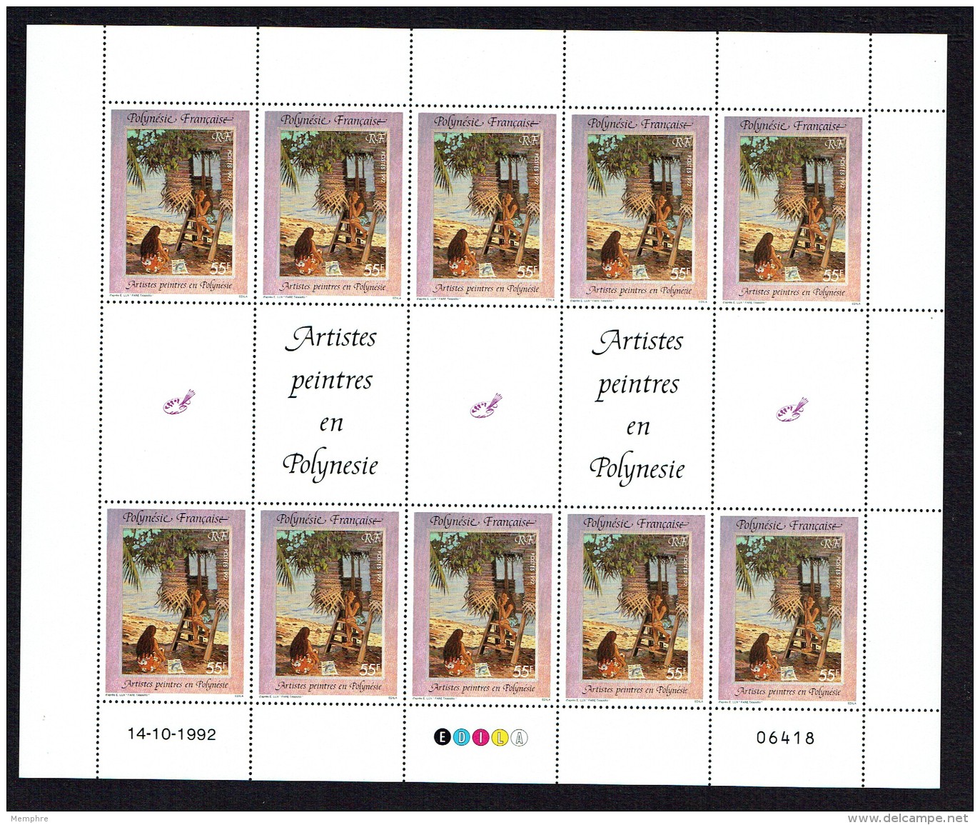 1992  Artistes Peintres En Polynésie - Série De 4 Valeurs   Feuilles De 10- Yv 422-5    **  MNH - Neufs