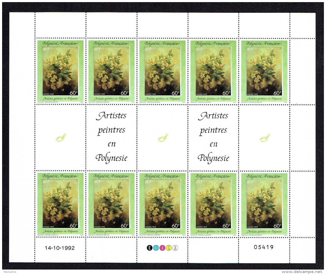 1992  Artistes Peintres En Polynésie - Série De 4 Valeurs   Feuilles De 10- Yv 422-5    **  MNH - Neufs