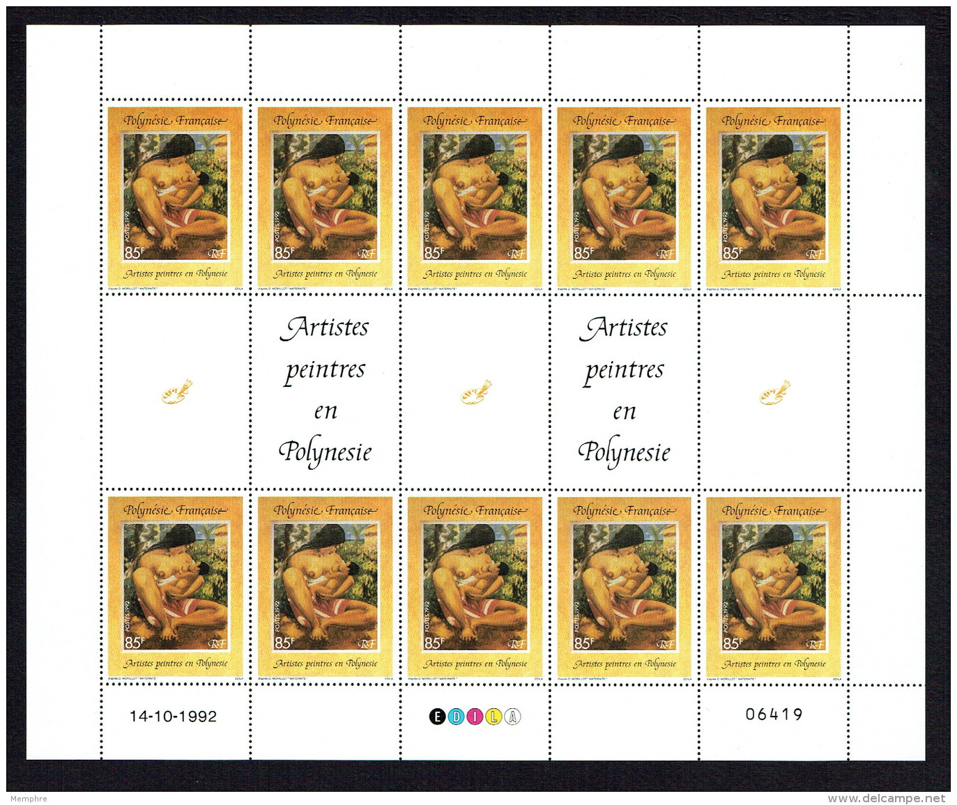 1992  Artistes Peintres En Polynésie - Série De 4 Valeurs   Feuilles De 10- Yv 422-5    **  MNH - Neufs