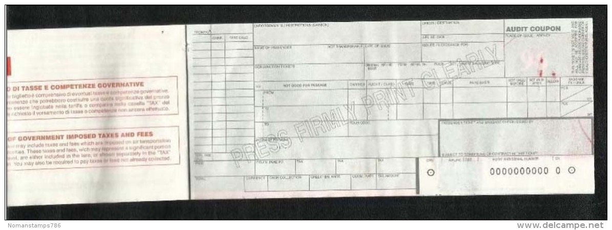 IATA Specimen 00000  Airline 2 Flight Transport Ticket Passenger Ticket See Scan RARELY OFFERED - Other & Unclassified