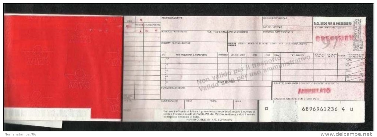 IATA Specimen Airline 4 Flight Transport Ticket Passenger Ticket See Scan RARELY OFFERED