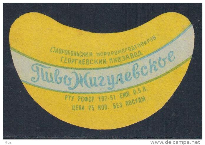 Russia USSR 1951 Stavropol, Zhigulevskoye Or Zhigulyovskoye Pivo, Beer Bier Birra Cerveza Label - Bier