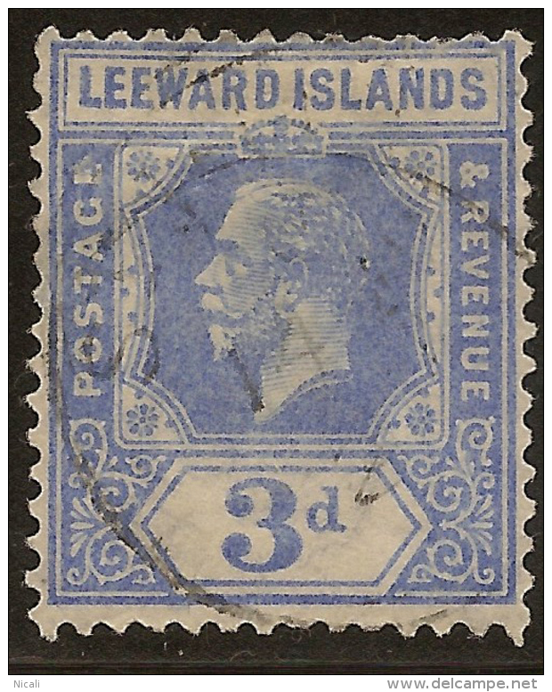 LEEWARD IS 1921 3d KGV SG 68 U #UR288 - Leeward  Islands