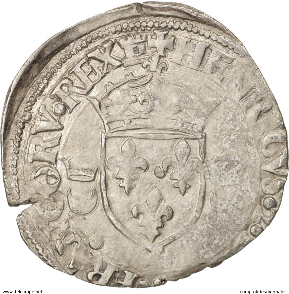 Monnaie, France, Douzain Aux Croissants, 1550, Caen, TTB, Billon, Duplessy:997 - 1547-1559 Henri II