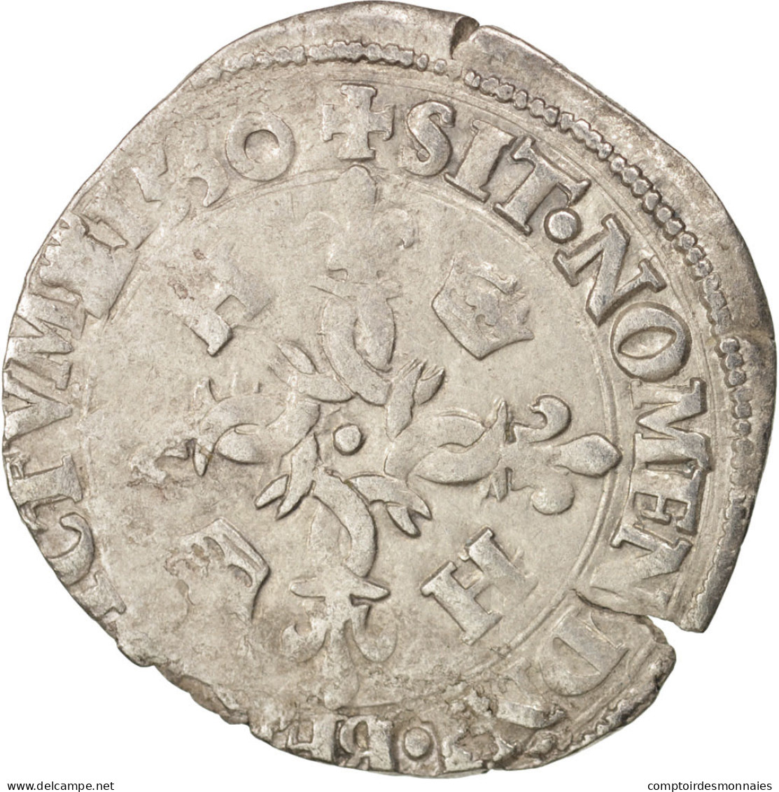 Monnaie, France, Douzain Aux Croissants, 1550, Caen, TTB, Billon, Duplessy:997 - 1547-1559 Heinrich II.