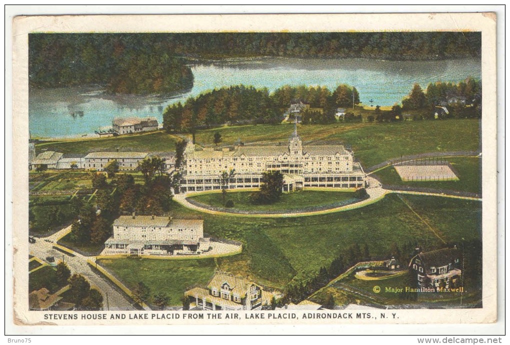 Stevens House And Lake Placid From The Air, Lake Placid, Adirondack Mts., N.Y. - 1926 - Adirondack