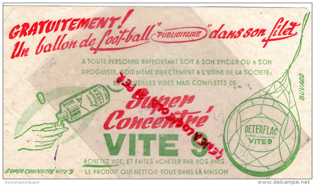 BUVARD SUPER CONCENTRE VITE 9- DETERFLAC -BALLON  FOOT BALL - FOOTBALL - Autres & Non Classés