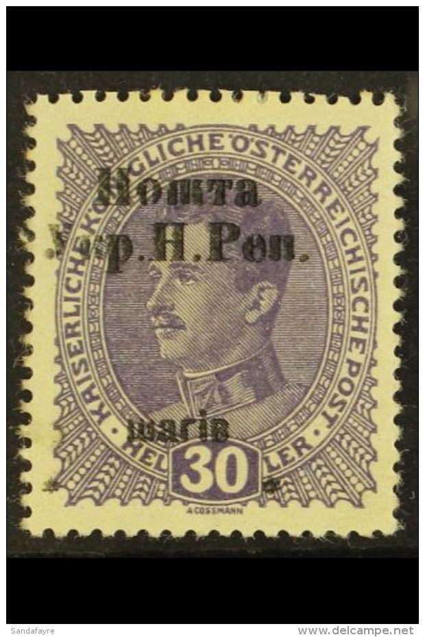WESTERN UKRAINE 1919 (March) 30s Dull Violet Overprint (Michel 14, SG 14), Fine Mint, Some Gum Disturbances, Cat... - Ukraine