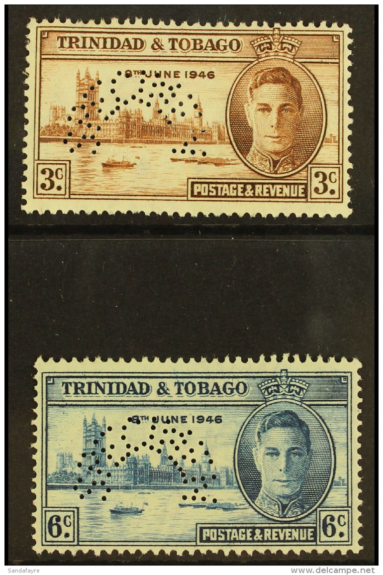 1946 Victory Pair, Perforated "Specimen", S.G. 257s/8s, Very Fine Mint, (2 Stamps) For More Images, Please Visit... - Trinité & Tobago (...-1961)