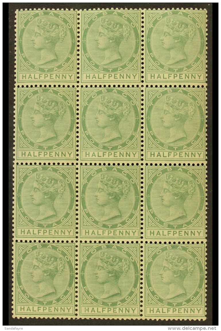 1885/96 &frac12;d Dull Green, Wmk Crown CA, SG 20, Never Hinged Mint Block Of 12. For More Images, Please Visit... - Trinidad & Tobago (...-1961)