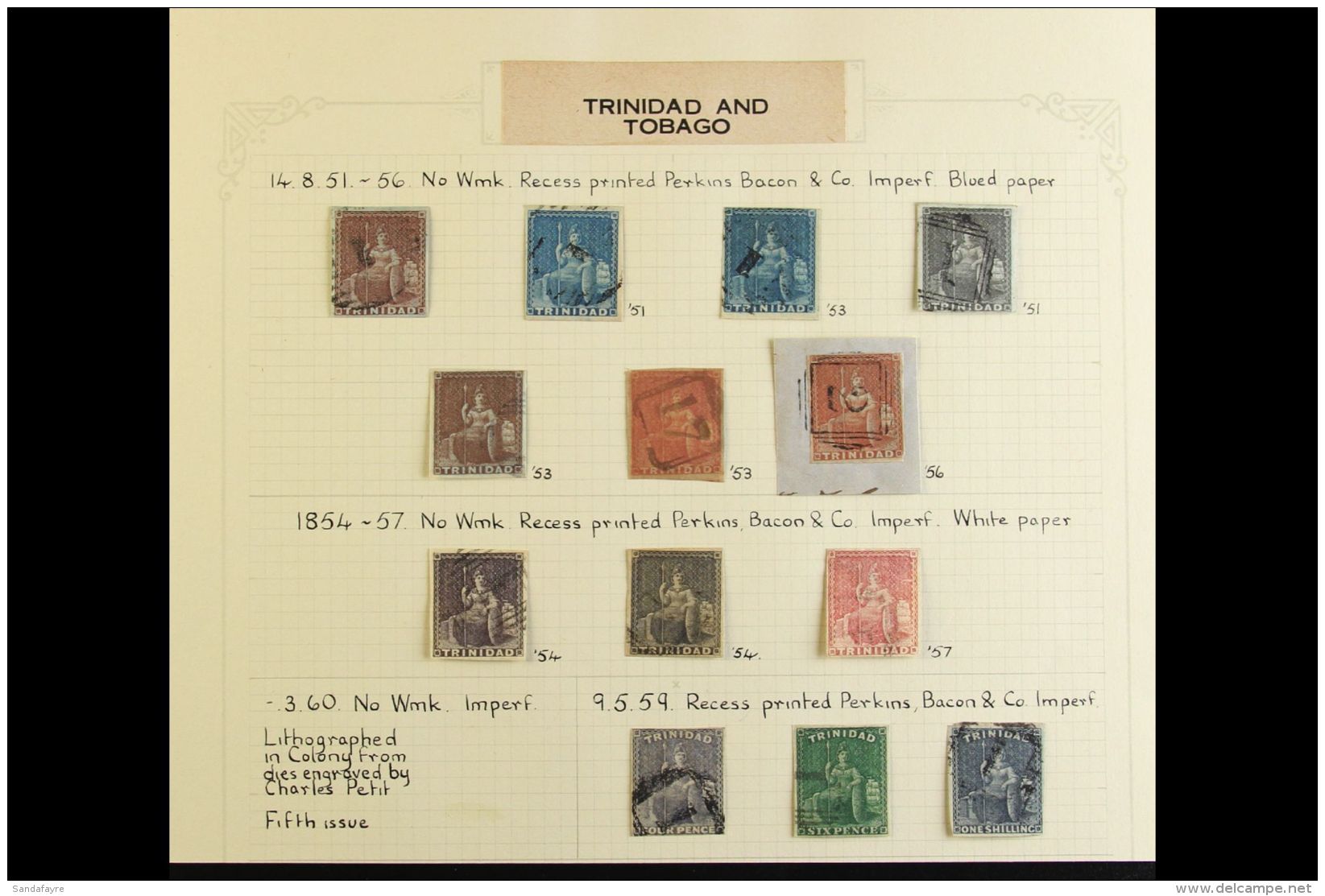 1851-9 THE IMPERFORATES BRITANNIA ISSUES - Includes 1851 Complete Basic Issue On Blued Paper (SG 2/8) Fine Used... - Trinité & Tobago (...-1961)