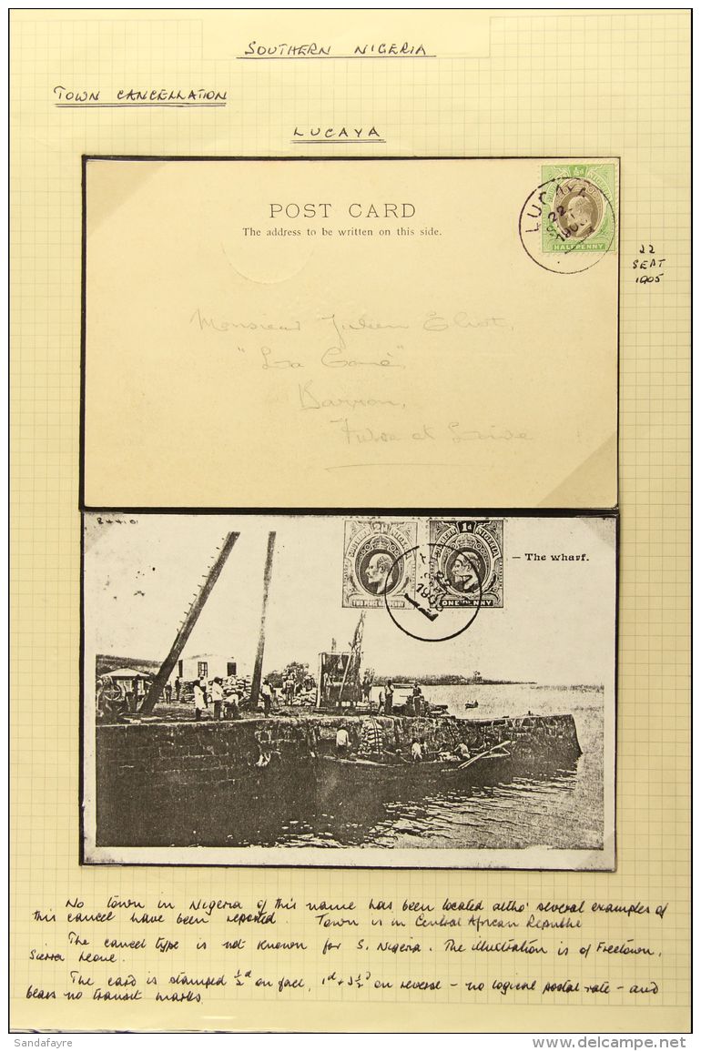 LACAYA - MYSTERY CARD 1905 Ppc Of The Wharf Franked Ed VII &frac12;d, 1d And 2&frac12;d To France Tied By Lucaya... - Nigeria (...-1960)