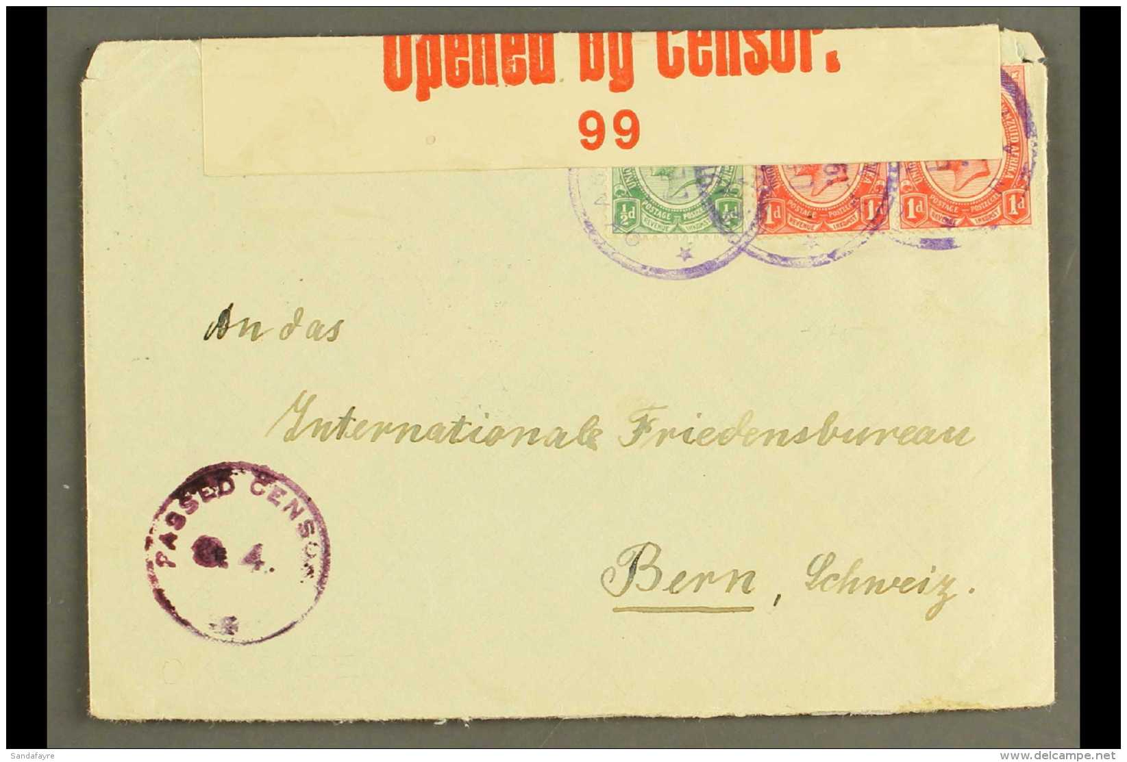 1916 (30 Dec) Cover To Switzerland Bearing 1d Pair &amp; &frac12;d Union Stamps Tied By Three "OKASISE RAIL"... - Südwestafrika (1923-1990)