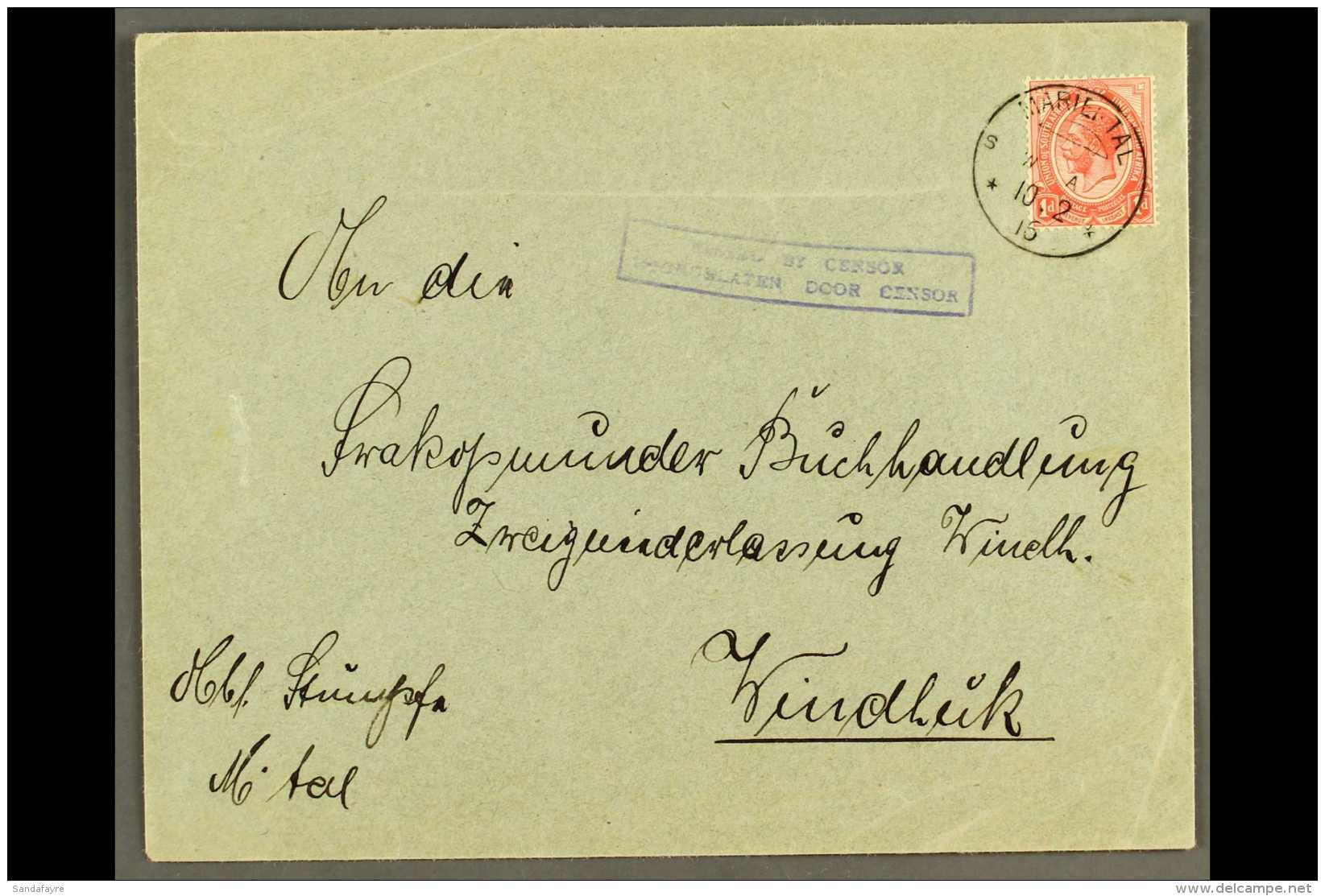 1916 (10 Feb) Cover To Windhuk Bearing 1d Union Stamp Tied By Fine "MARIENTAL" Cds Postmark, Putzel Type B2 Oc,... - Südwestafrika (1923-1990)