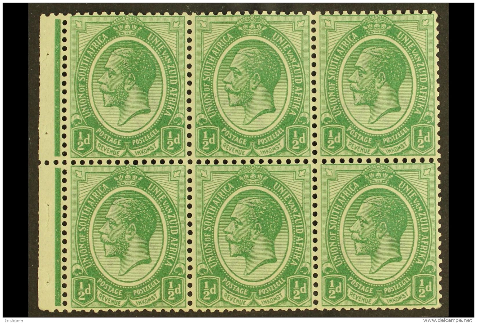 1921-2 BOOKLET PANE &frac12;d Green, Watermark Inverted, Pane Of 6 With Binding Margin, SG 3, Never Hinged Mint.... - Non Classés